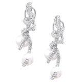18kt Diamond & Pearl Ribbon Earrings