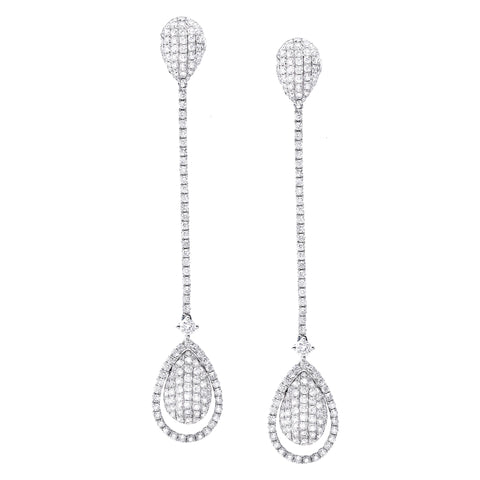 18kt Illusion Pear Halo Diamond Dangling Earrings