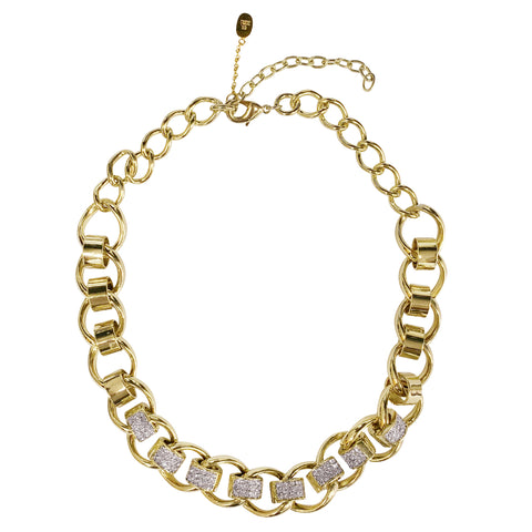Golden Crude Chain Necklace with Cubic Zirconia